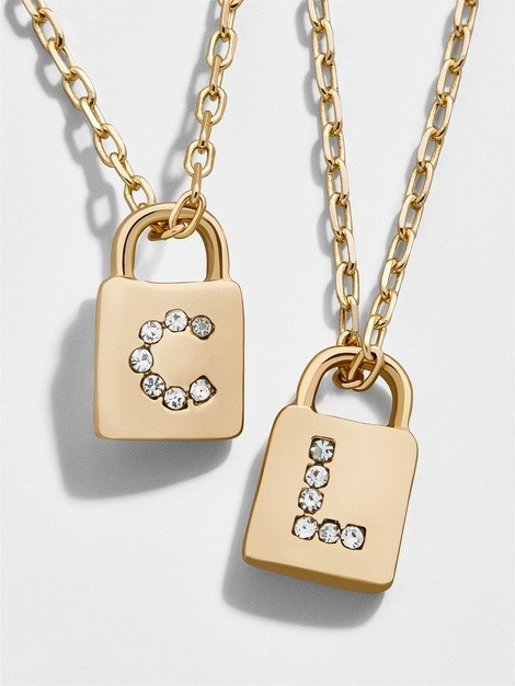 Lock Initial Pendant Necklace | BaubleBar (US)