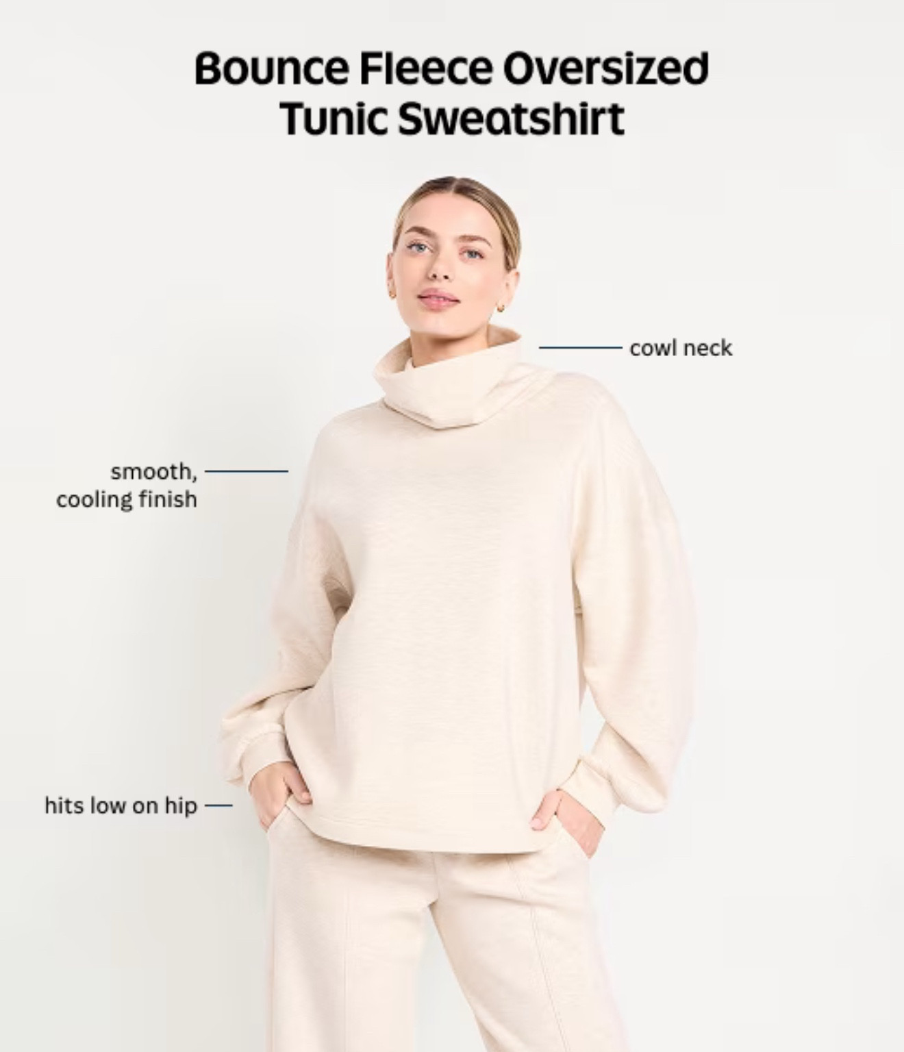 Bounce fleece tunic sweatshirt.
Very comfy and affordable. Comes in different other colors. Shop the sale now !

#LTKSaleAlert #LTKTravel #LTKActive