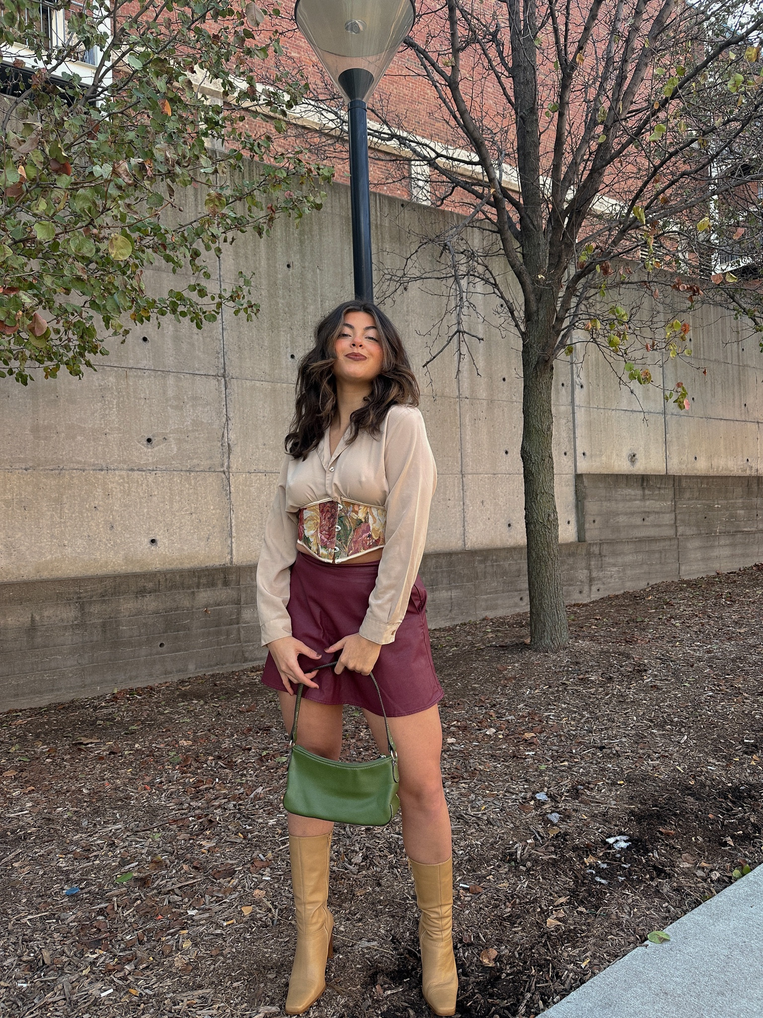 Corset outfit. Blouse outfit. Mini purse outfit. 

#LTKstyletip #LTKshoecrush #LTKHoliday