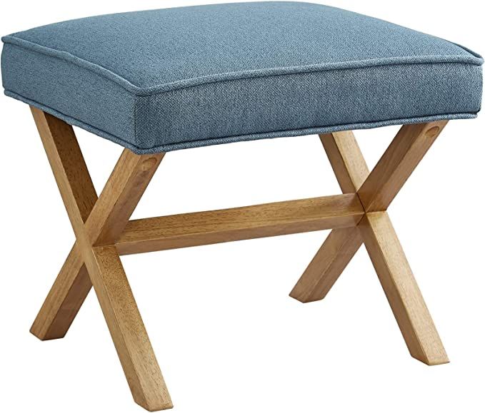 Amazon Brand – Rivet Mid-Century Modern X Stool Ottoman Chair, 20" W, Indigo Blue | Amazon (US)