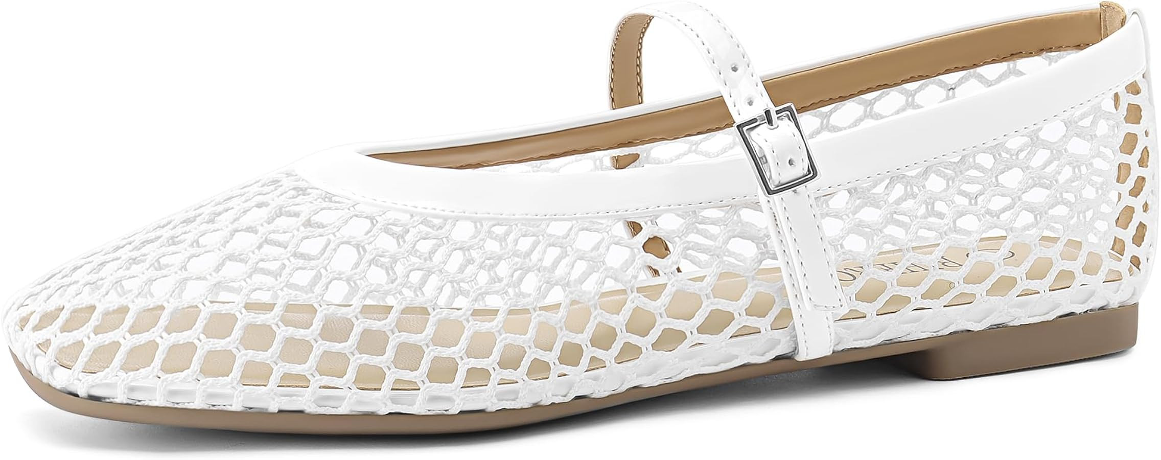 Rihero Mesh Ballet Flats for Women Comfortable Square Toe Ballerina Flats Buckle Strap Casual Fis... | Amazon (US)