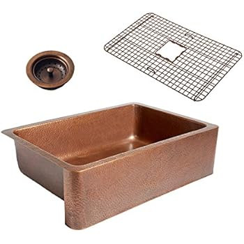 Adams Farmhouse Apron Front Handmade Copper Kitchen Sink 33 in. Single Bowl in Antique Copper | Amazon (US)