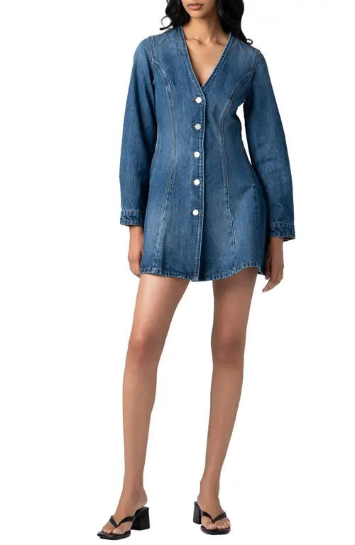 BLANKNYC Long Sleeve Denim Minidress in Dazzle Me at Nordstrom, Size X-Small | Nordstrom
