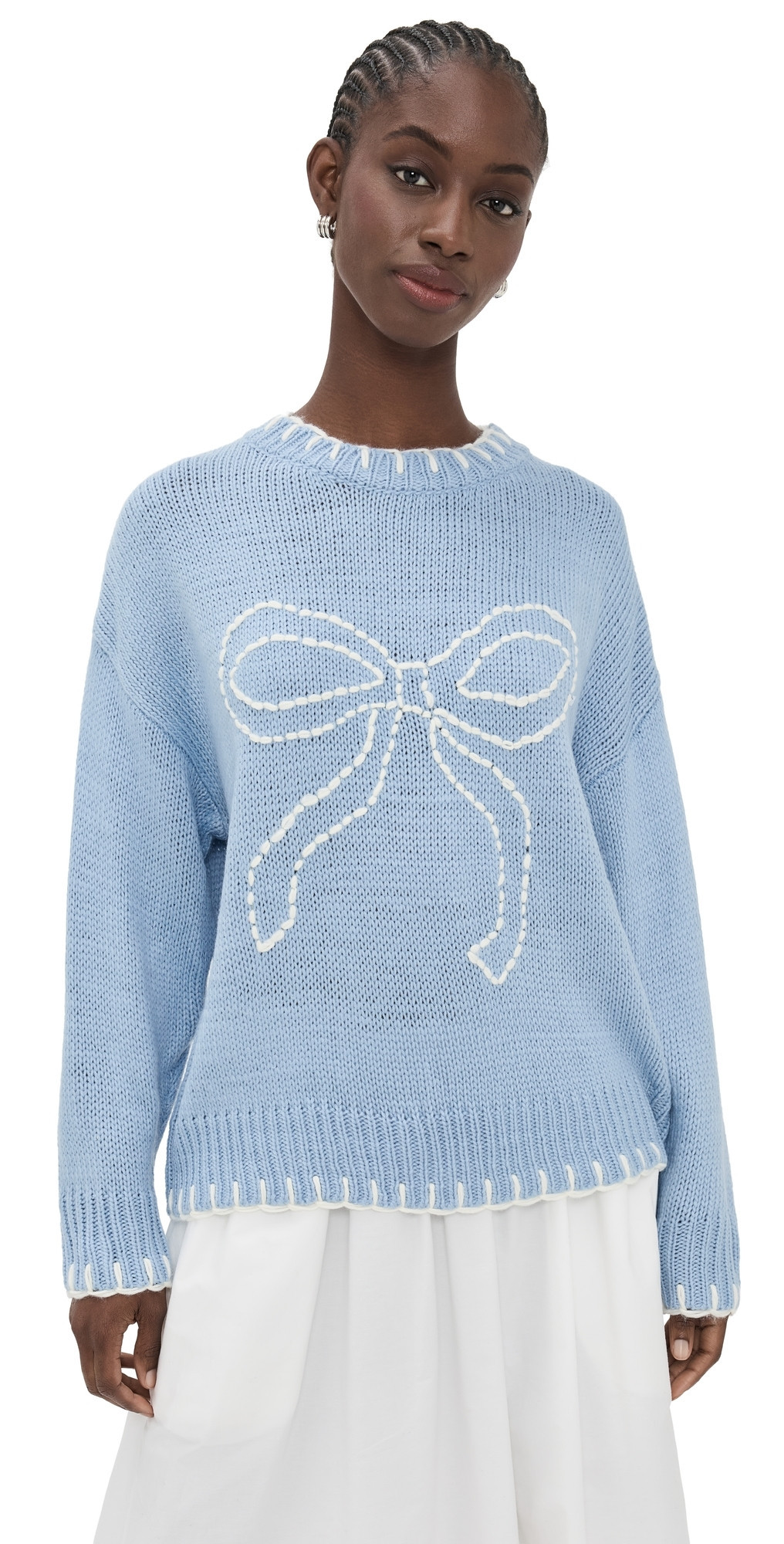 Bailey Rose Bow Sweater Powder Blue S | Shopbop