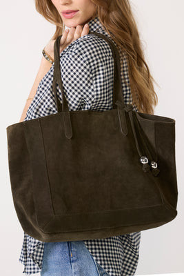 EVEREVE Women's Cohen Suede Tote Bag, Taupe | Evereve