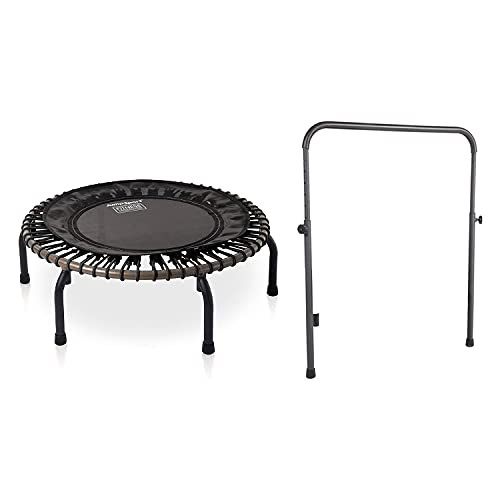 JumpSport 350 PRO Indoor Heavy Duty Lightweight 39-Inch Fitness Rebounder Trampoline with Sporty Steel Handle Bar Accessory for Workouts, Black | Amazon (US)