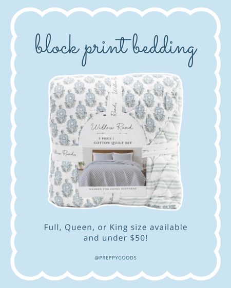 How stunning is this block print bedding set?! Comes in a variety of sizes and is an awesome price.

Grandmillennial Home | Coastal Home | Bedding Set | Quilt

#LTKHome #LTKSaleAlert #LTKFindsUnder50