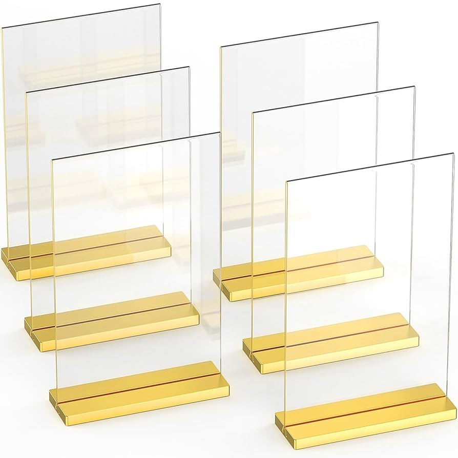 4x6 Luxurious Acrylic Gold Frames, 6 pack, Stunning Photo Displays, Enhance Your Event Ambience w... | Amazon (US)