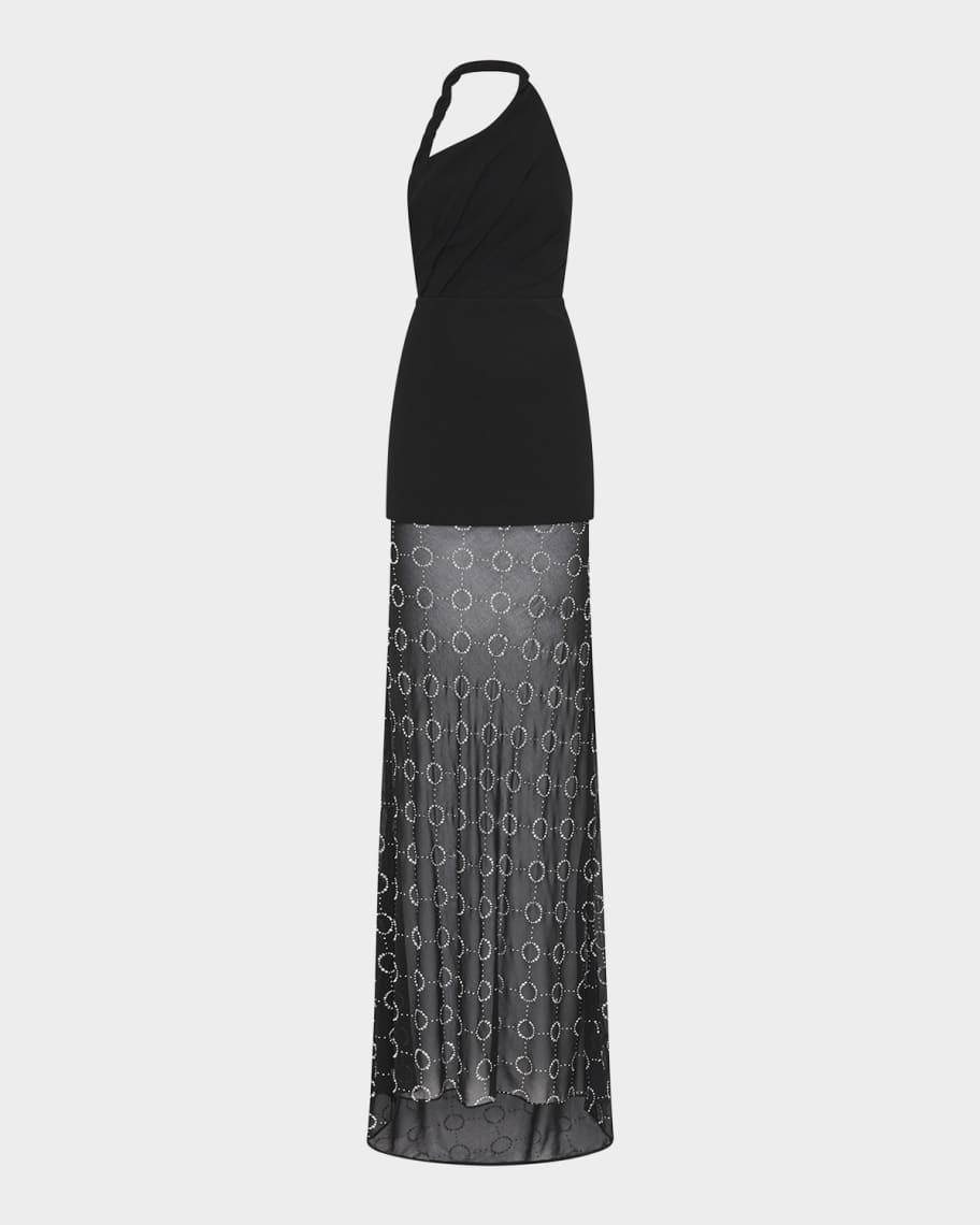 REBECCA VALLANCE Ellasandra Crystal-Embellished Halter Gown | Neiman Marcus