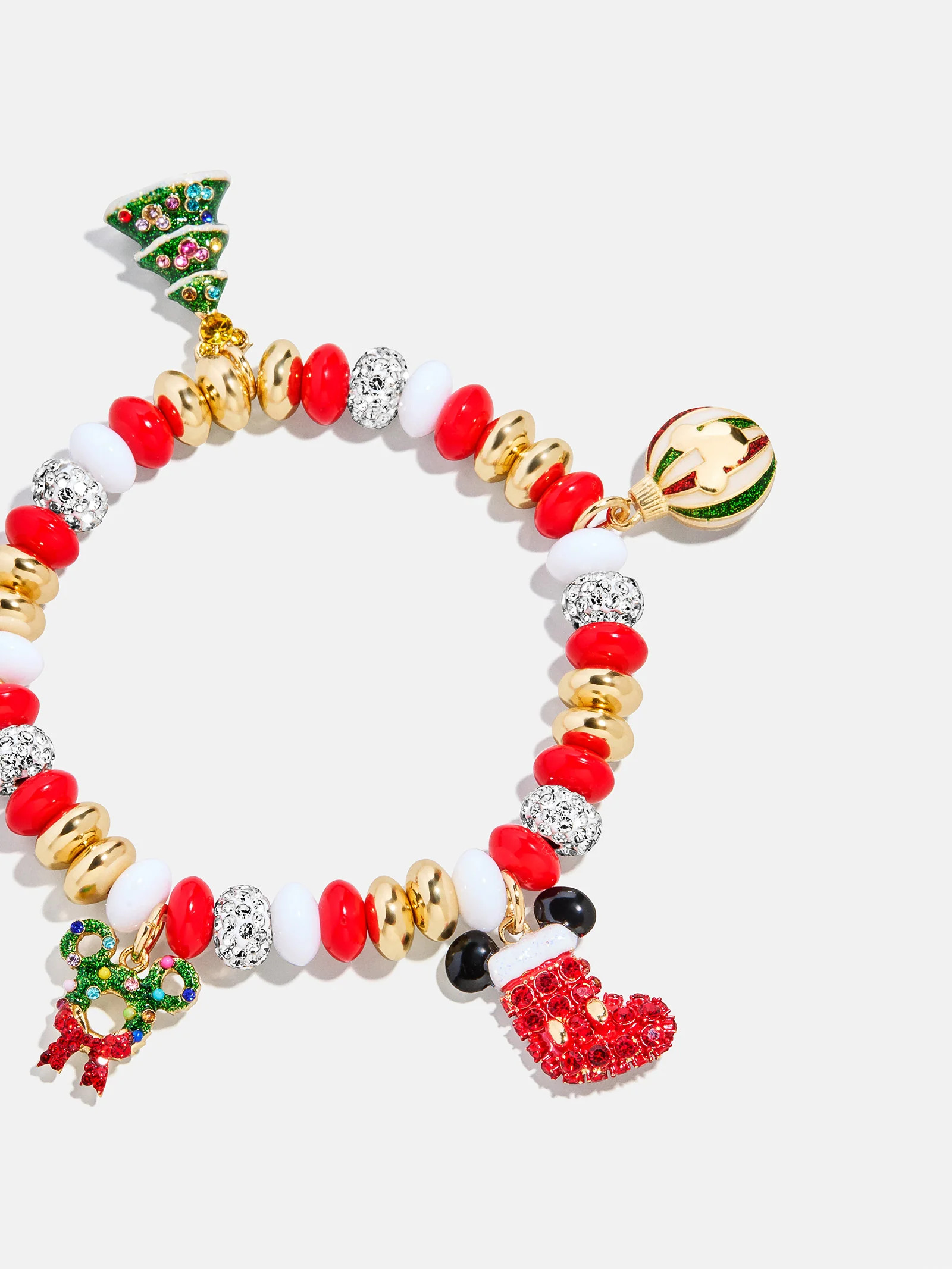 Disney Mickey Mouse Christmas Charm Bracelet - Red/Green | BaubleBar