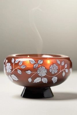 Fruity Honeycrisp & Oakwood Handpainted Pedestal Glass Candle | Anthropologie (US)