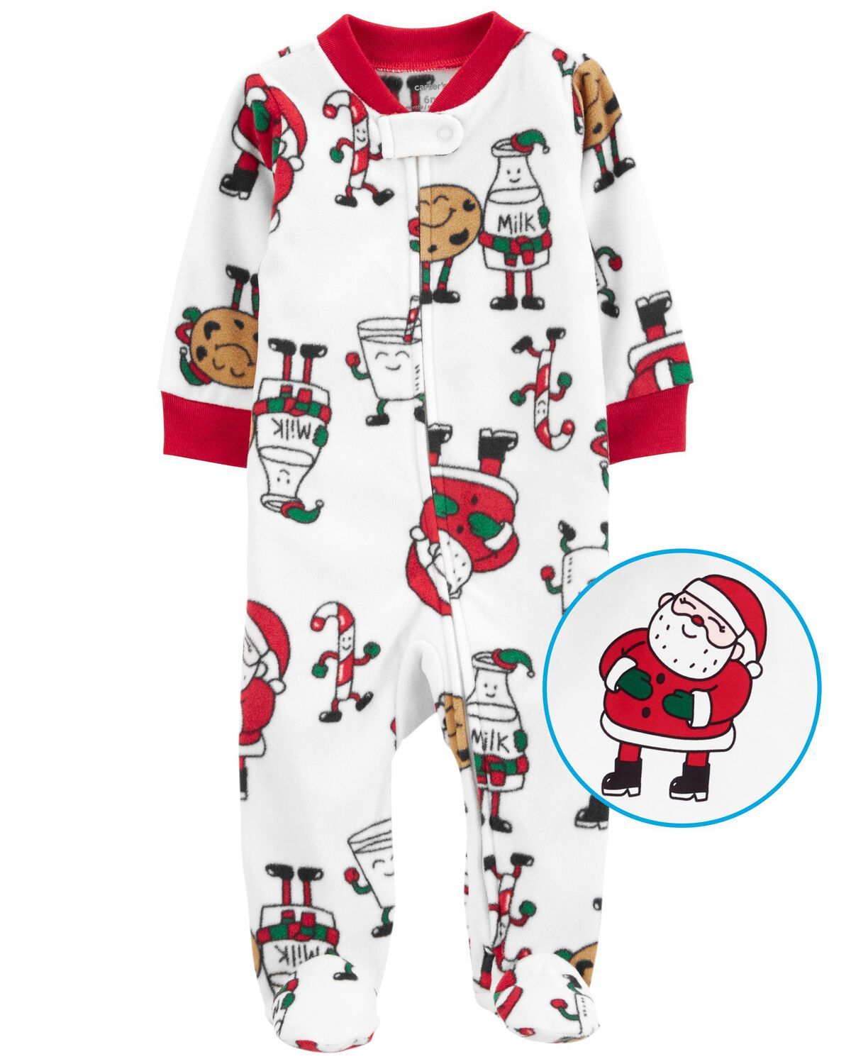 Beige Santa Baby Christmas Cookies Zip-Up Fleece Sleep & Play Pajamas | carters.com | Carter's