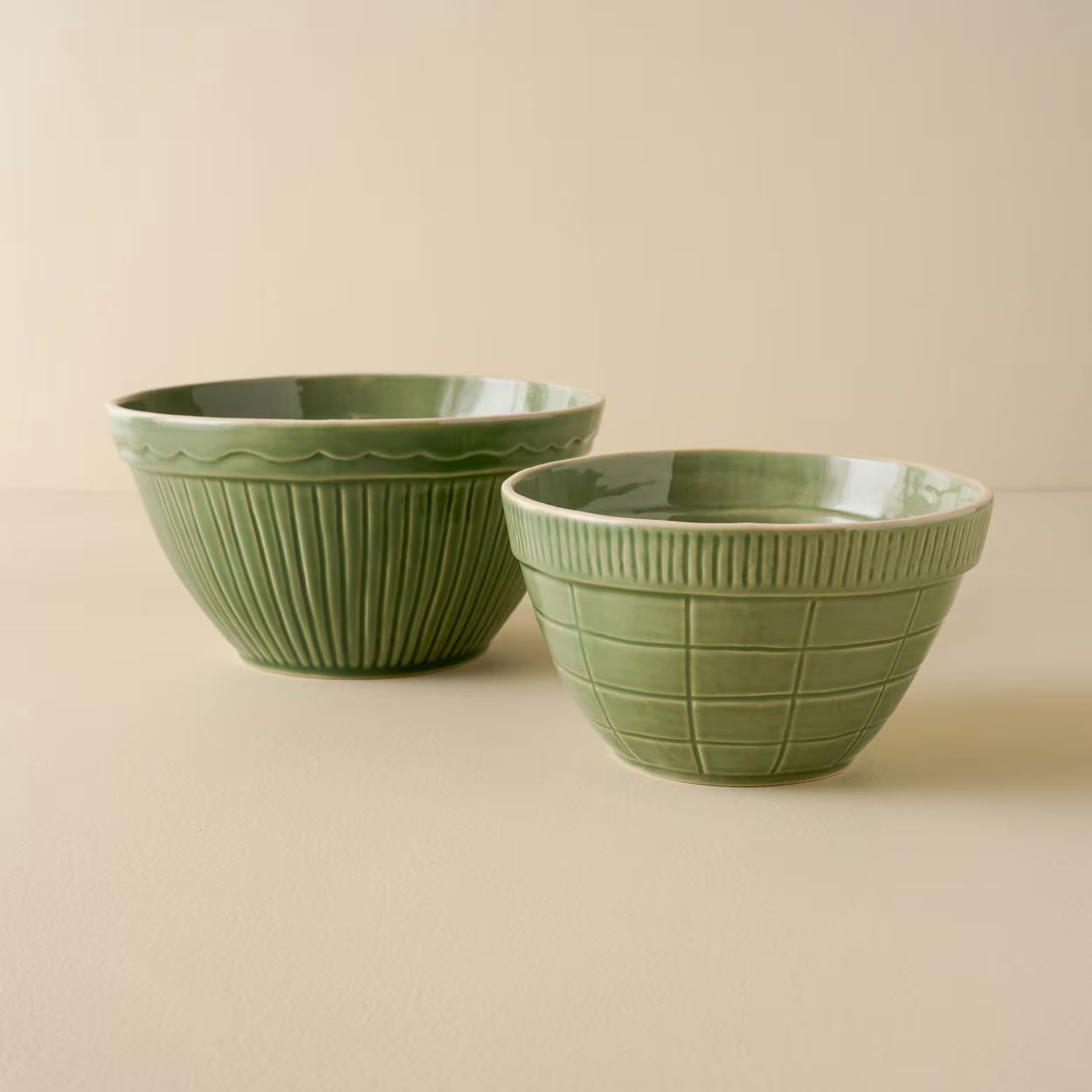 Vintage-Inspired Green Mixing Bowl Set of Two | Magnolia