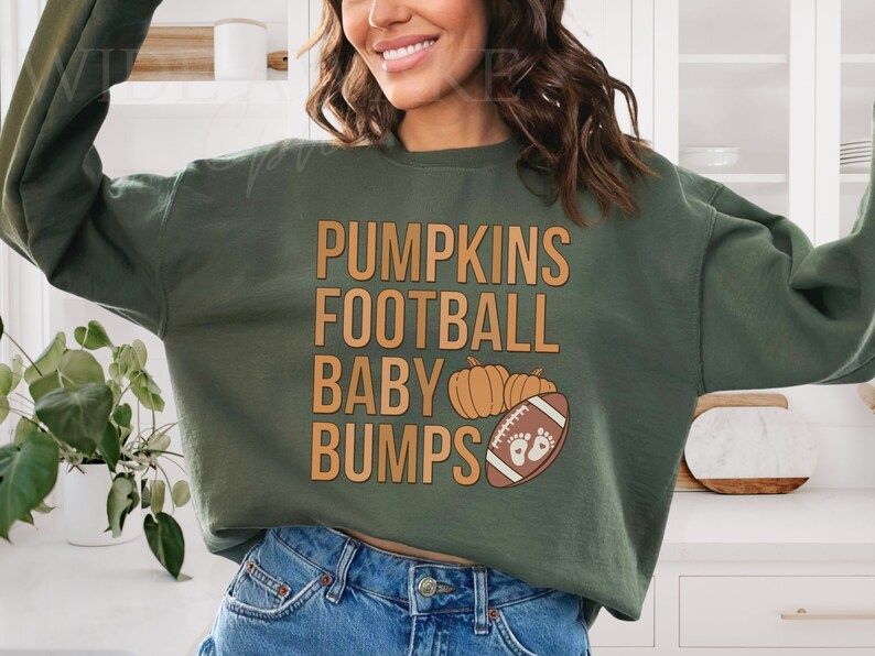 Pumpkins Football Baby Bumps Pregnancy Announcement Sweatshirt - Etsy | Etsy (US)