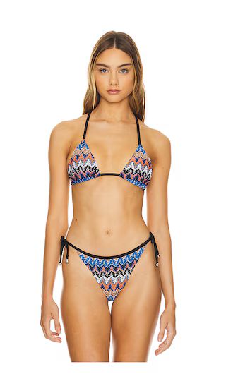 Crochet Triangle Bikini Top in Black Pacific Multi | Revolve Clothing (Global)