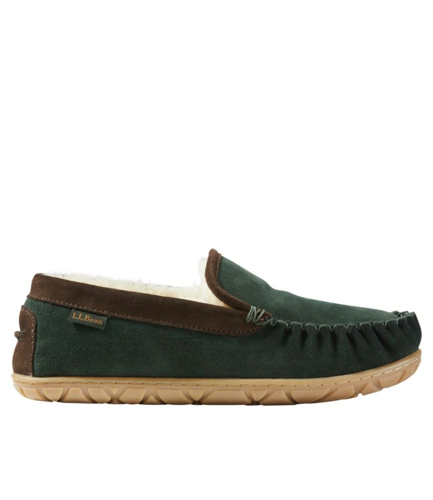 Men's Wicked Good Slippers, Venetian Black Spruce/Chocolate 9(D), Suede Leather/Rubber L.L.Bean | L.L. Bean