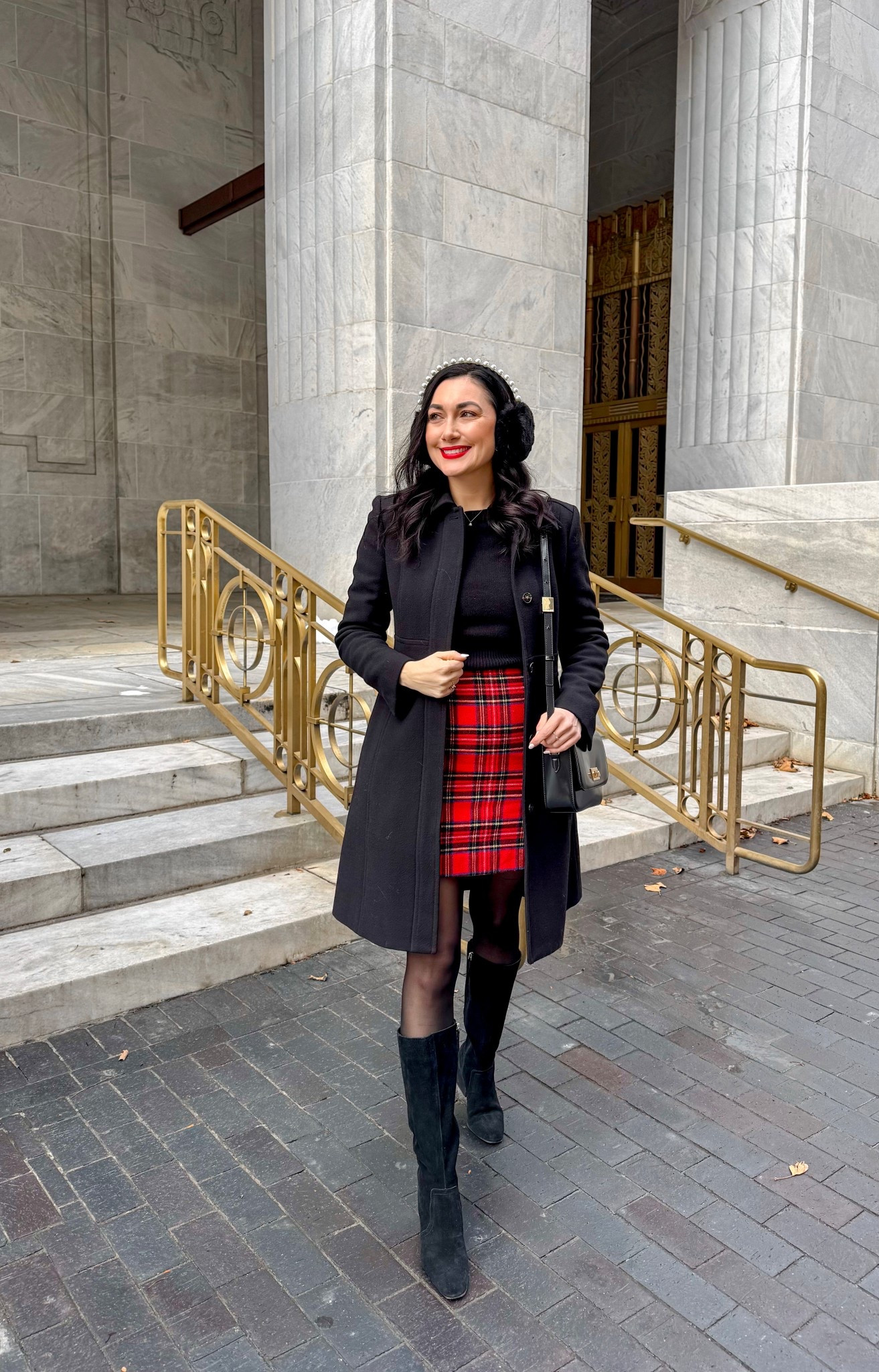 Holiday outfit ❤️🖤

Black lady day coat size 4, fits very small 
Black cashmere sweater size small, TTS
Tartan mini skirt 
Sheertex tights size medium, size up
Black knee high boots (waterproof) size 7.5, sized up half size 

Christmas outfit 
Brunch outfit 

#LTKHoliday #LTKootd #LTKSeasonal