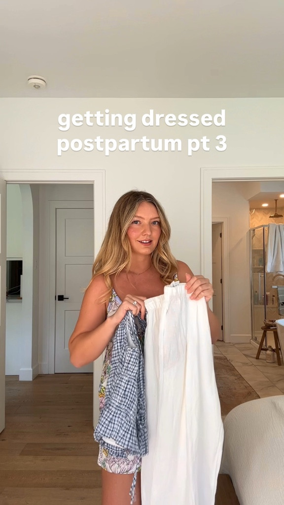 getting dressed postpartum, part 3! wearing size small in pajamas, size small in top and linking similar pants since they are zara last season! 

#LTKbaby #LTKmaternity #LTKsummer