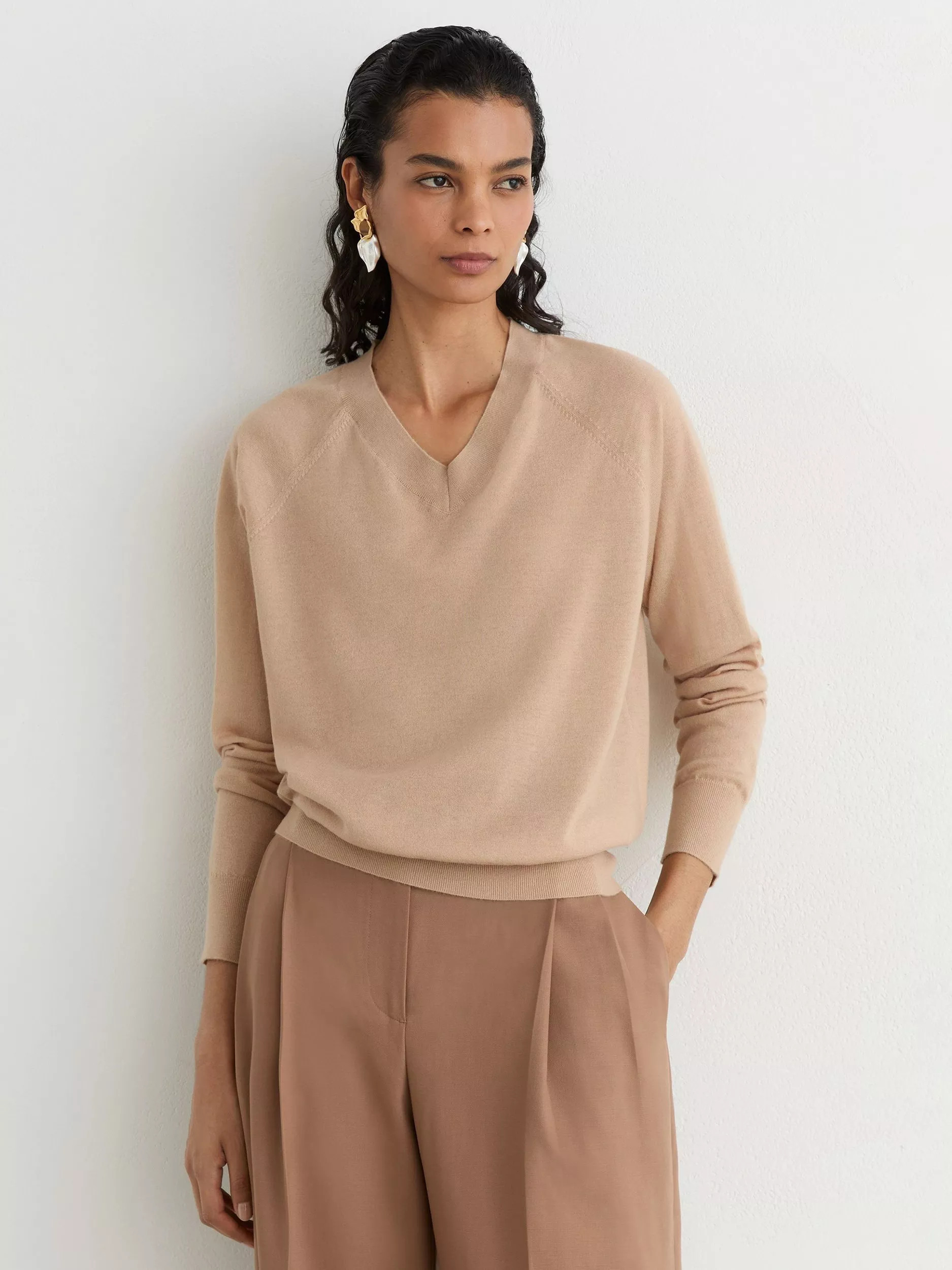 Reiss Paris Merino Wool Jumper, Camel | John Lewis (UK)