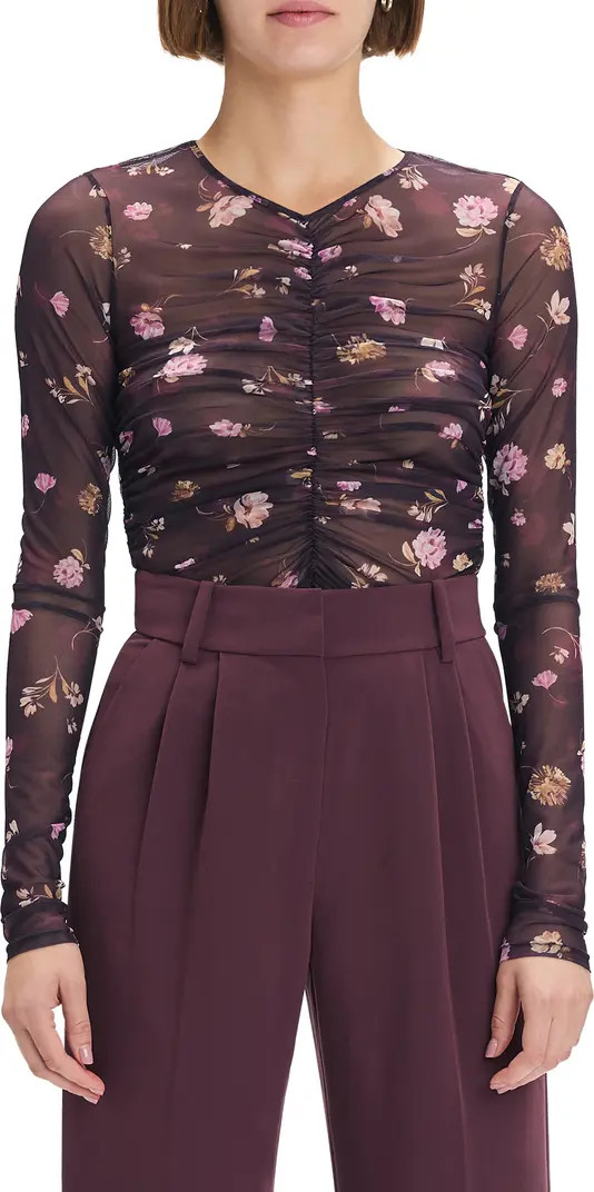 Ruched Sheer Stretch Mesh Top | Nordstrom Rack