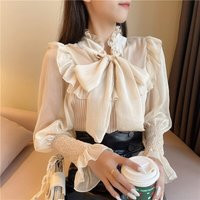 Cottagecore Dark Academia Clothing Bow Edwardian Blouses For Ladies, Light Vintage Blouse Women | Etsy (US)