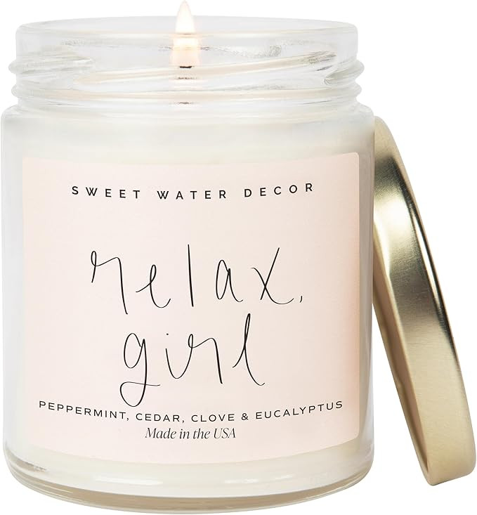 Sweet Water Decor Relax Girl, Peppermint, Cedar, Clove, and Eucalyptus Scented Soy Wax Candle for... | Amazon (US)