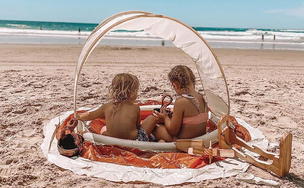 TIIPI Kids Beach Pool - Inflatable Beachside Palace for 2 with Pivoting Sun Shade Cover Canopy fo... | Amazon (US)