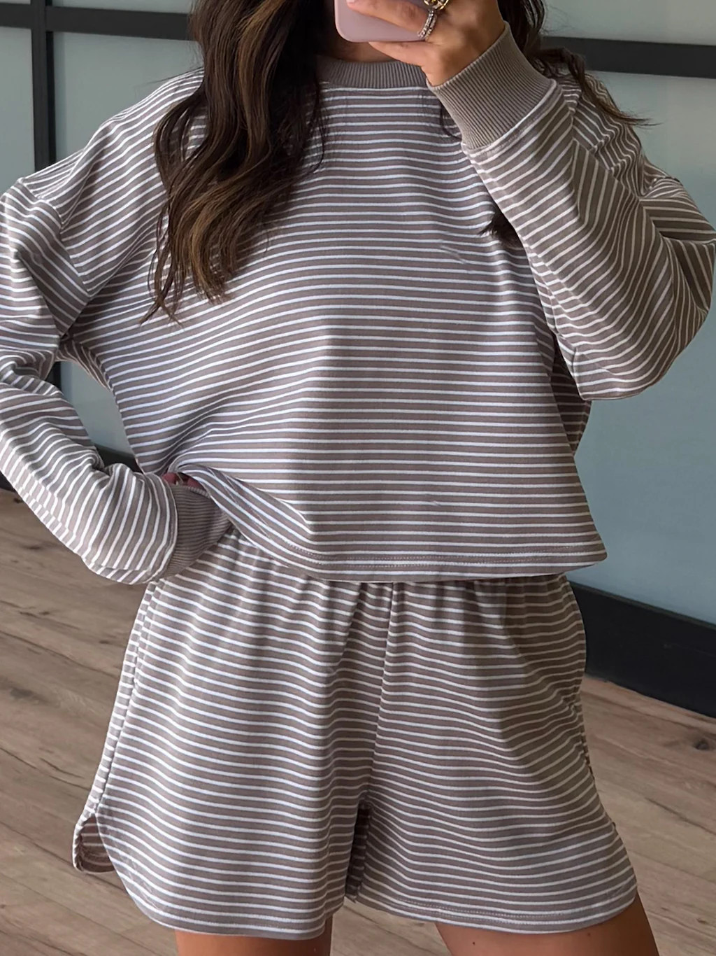 Boardwalk Stripe Crew Set | Stone | Shop Talulah