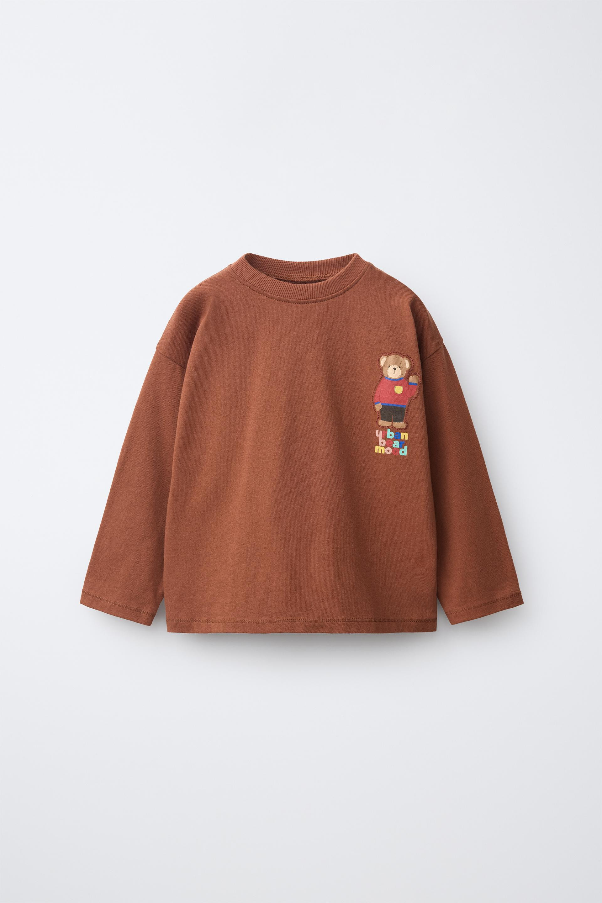 Zara - Bear Patch And Text T-Shirt - Brown - 5 Years (43,3 Inches) - Kids | Zara US