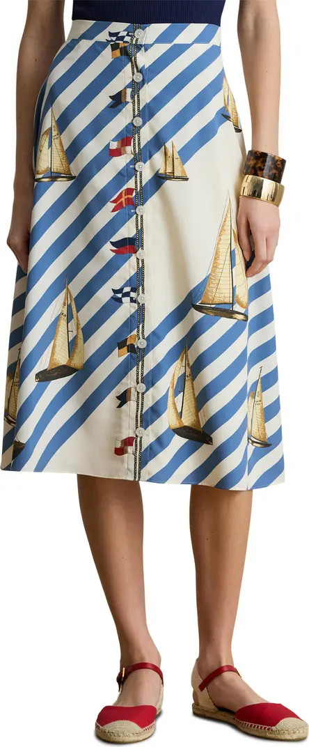 Lauren Ralph Lauren Print A-Line Midi Skirt | Nordstrom | Nordstrom