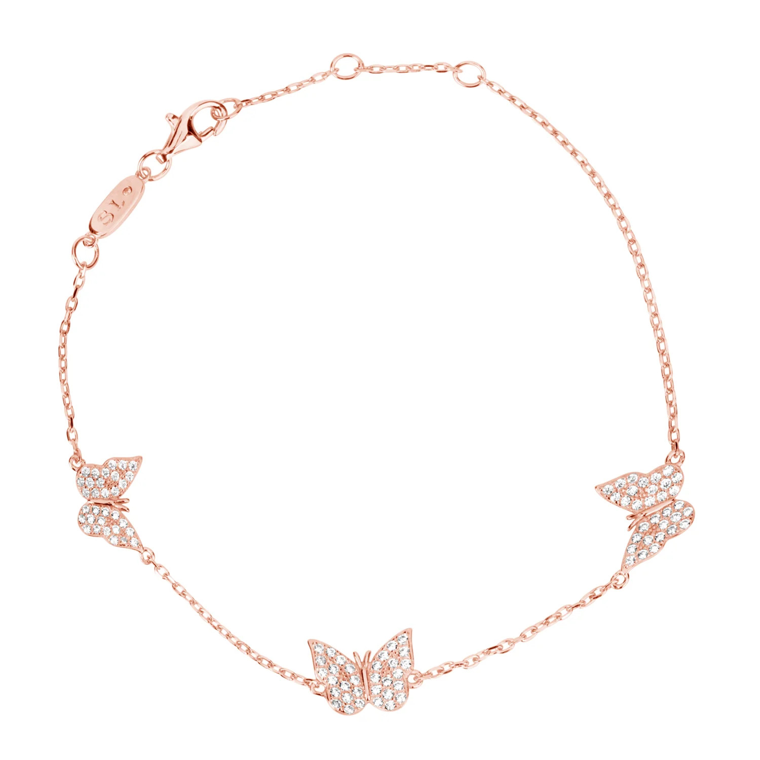 Suzy Levian Rose Sterling Silver White Cubic Zirconia Butterfly Bracel | SUZY LEVIAN