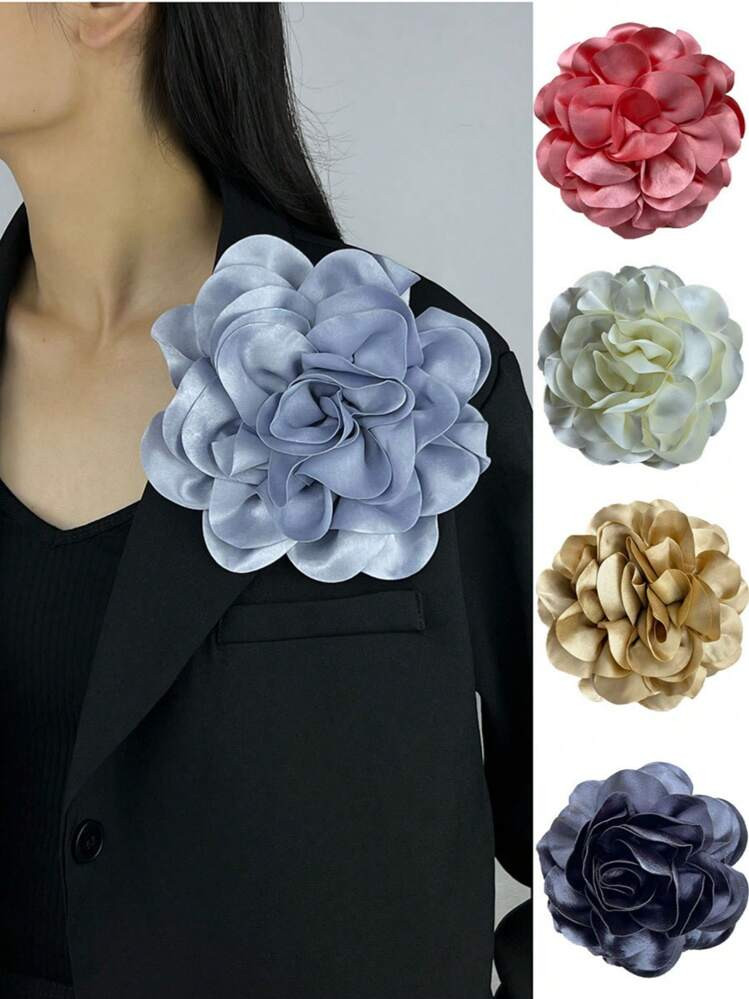 Trends1pc 20cm Oversized Cloth Rose Floral Brooch, Retro Elegant European Style Fashion Accessory... | SHEIN