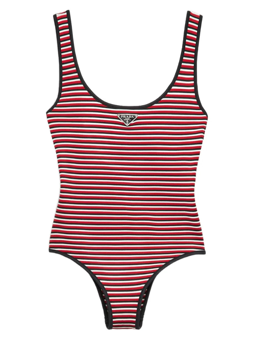 Prada striped swimsuit - Black | Farfetch Global