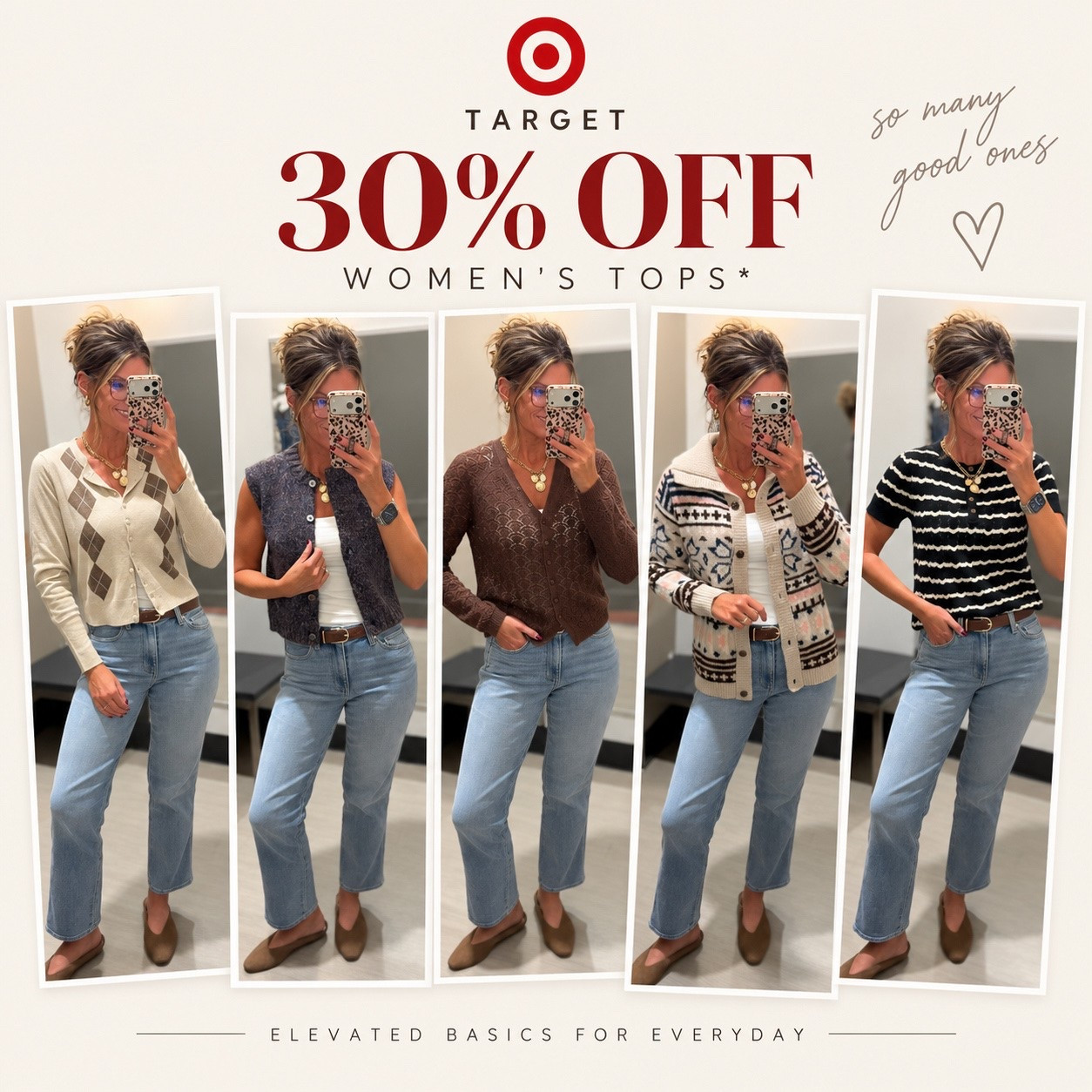Target sale 🎯 
Wearing small in all styles but brown open knit catdigan. Sized up to medium in that style. 
Jeans/ 8R
@Target

#LTKSeasonal #LTKOver40 #LTKSaleAlert