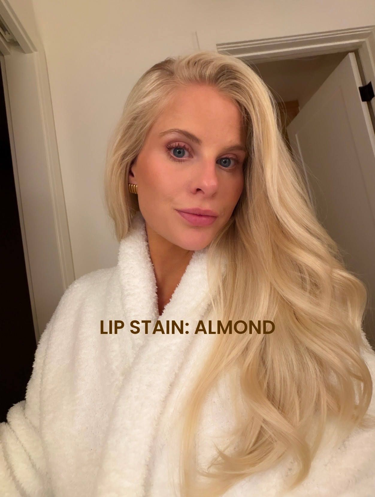 Lip stain shade almond! Size 2/M in robe. Code KATHLEEN20 for discount on earrings! #kathleenpost

#LTKBeauty #LTKgrwm #LTKdayinmylife