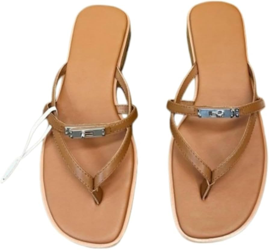 Damensandalen Sommerliche Flip-Flops Mit Metallschnalle F\u00fcr Damen, Vielseitig Zum Tragen Am ... | Amazon (DE)