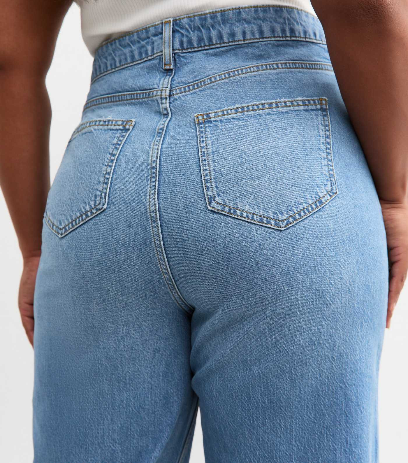 Curves Blue Adalae High Waisted Wide Leg Jeans | New Look | New Look (UK)