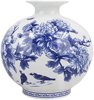Dahlia Birds in Peony Bush Blue and White Bone China Flower Vase, Pomegranate Vase | Amazon (US)
