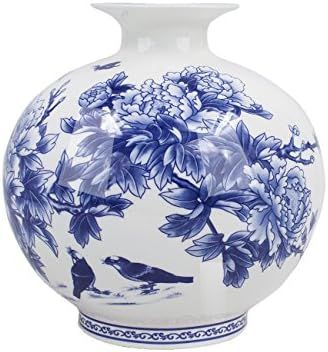 Dahlia Birds in Peony Bush Blue and White Bone China Flower Vase, Pomegranate Vase | Amazon (US)