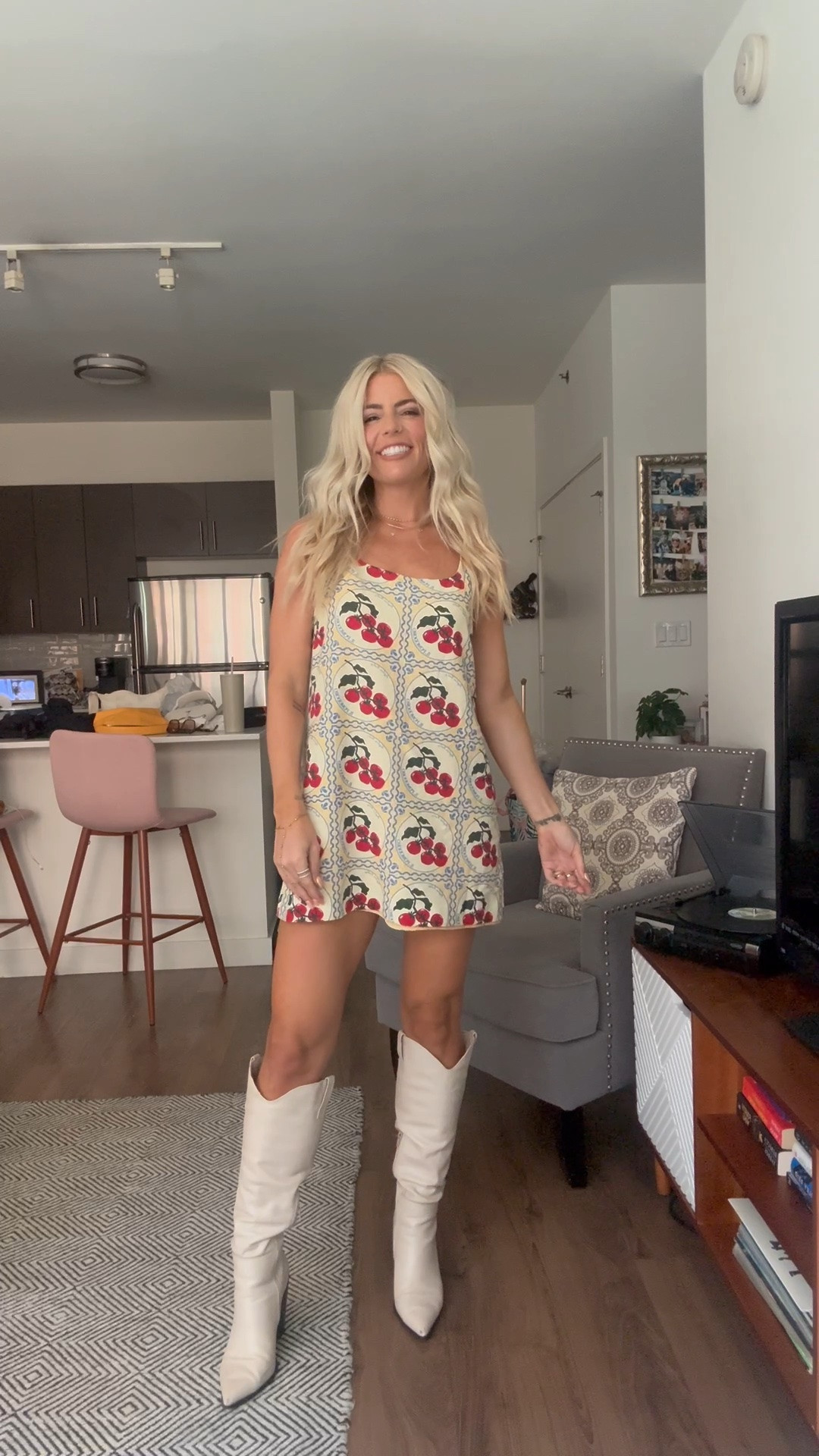 Tomato dress with cowboy boots. Country concert outfit

#LTKootd