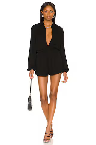 superdown Tracie Collared Romper in Black from Revolve.com | Revolve Clothing (Global)