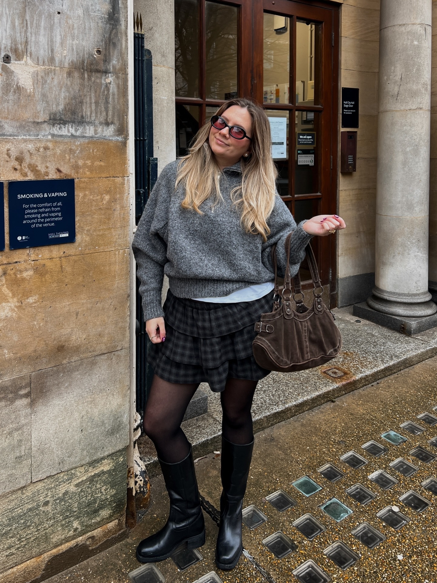 grey outfit to match the skies today ☁️ 

unfortunately i will always be a mini skirt and knee high boots girlie i can’t help it!!

let’s also appreciate the fact that the sun now sets after 5pm and i’ve finally made it out of my seasonal depression era (maybe something to do with the fact that i’ve booked 2 holidays but still x)