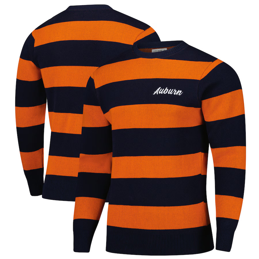 Auburn Tigers Uscape Apparel Unisex Renew Knit Vintage Pullover Sweater - Navy/Orange | Fanatics