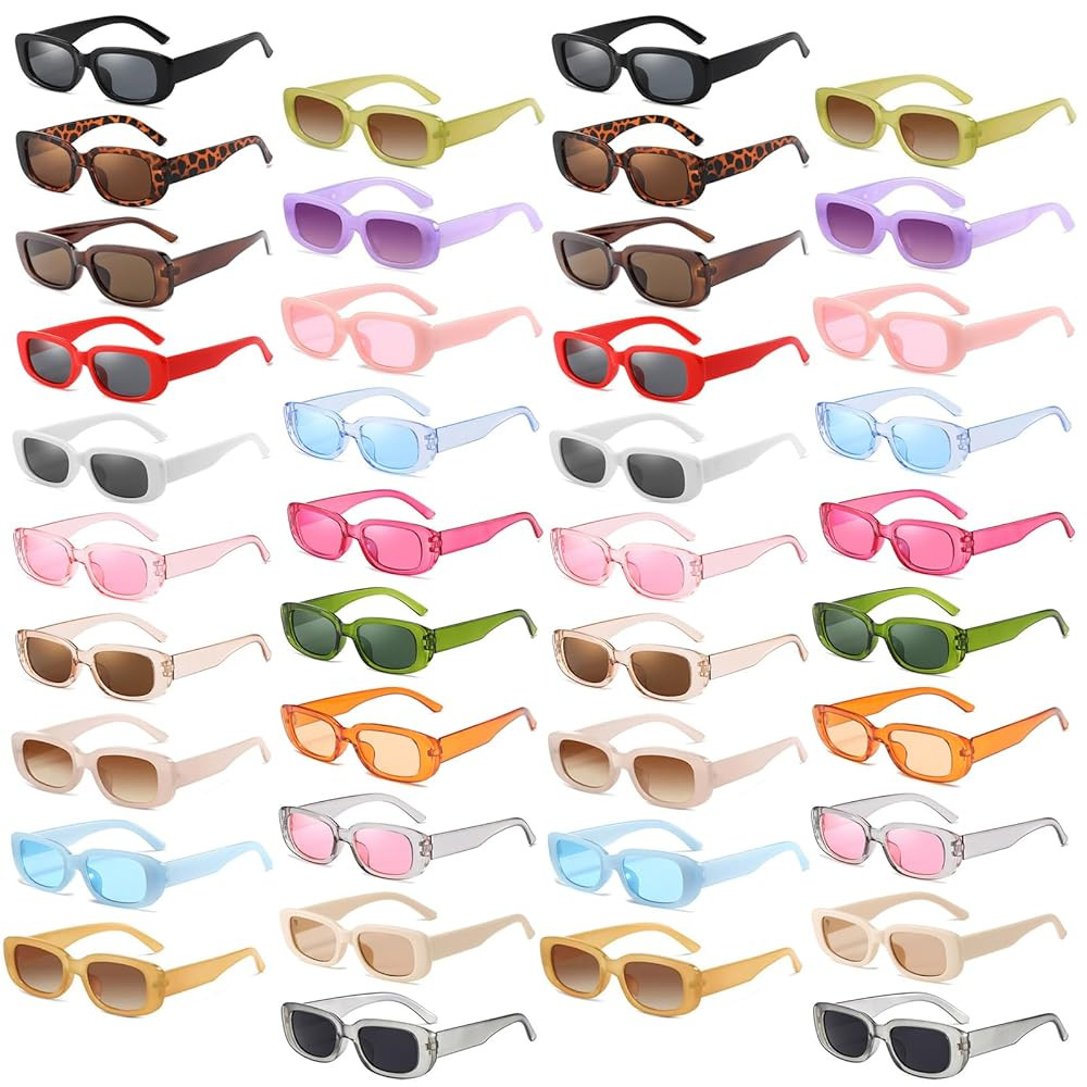 50/100 Pack Black White Rectangle Sunglasses Bulk for Adult Retro Cheap 90s Y2K Small Party Glass... | Amazon (US)