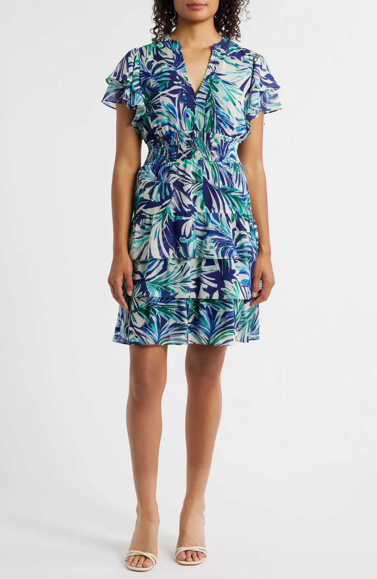 Julia Jordan Tropical Print Tiered Dress | Nordstrom | Nordstrom