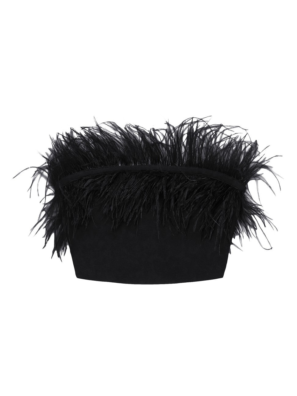 Women's Nellie Feather-Trim Bandeau Top - Black - Size Large | Saks Fifth Avenue