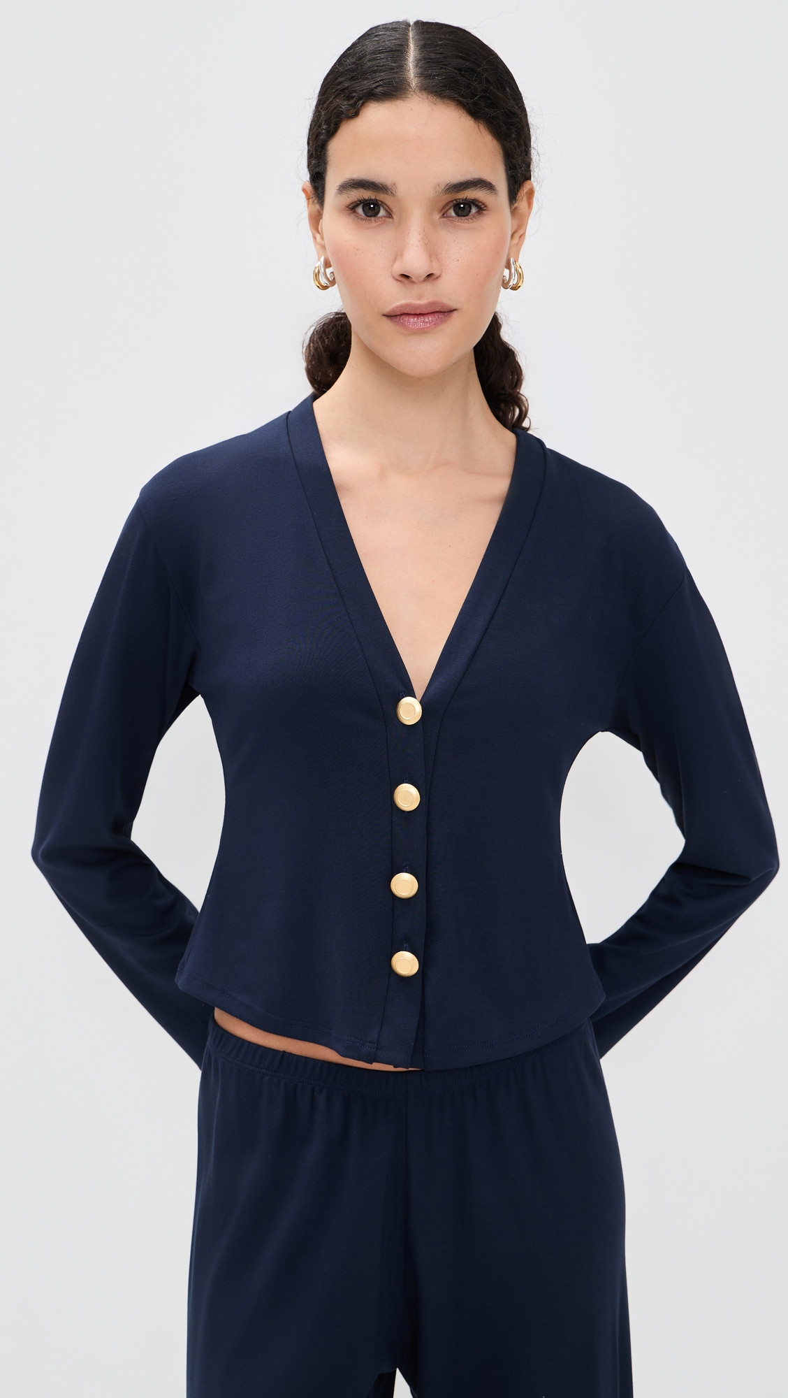 LE BOP Mary Kate Ponte Cardigan Navy L | Shopbop