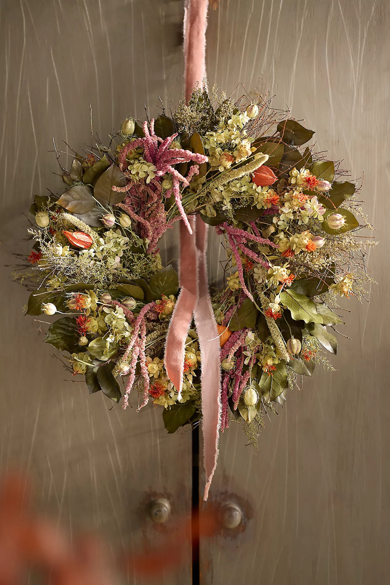 Statice + Safflower Dried Wreath | Anthropologie (US)