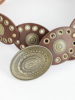 INOGIH Womens Wide Western Cowboy Disc Belt Vintage Cowgirl Concho Leather Belts Boho Style for J... | Amazon (US)