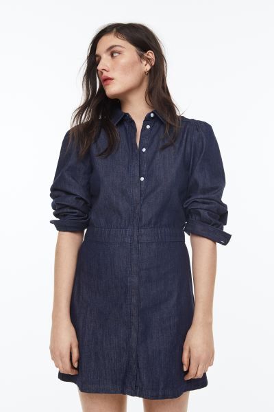 Puff-sleeved denim shirt dress | H&M (US)